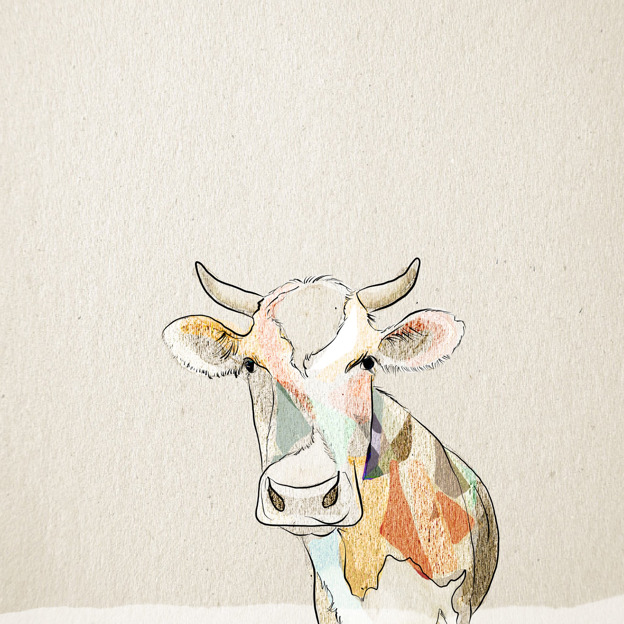 "Patchwork Cow" Hand Cut Postcard